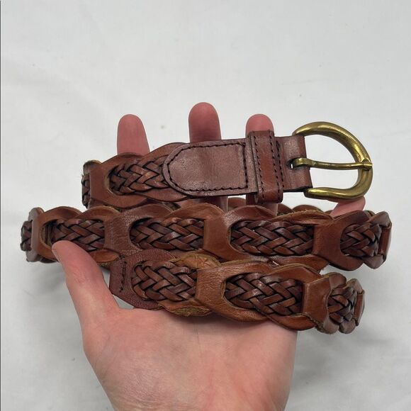 Source Unknown Accessories - Vintage Laura Gayle Brown Leather Double Braided Belt